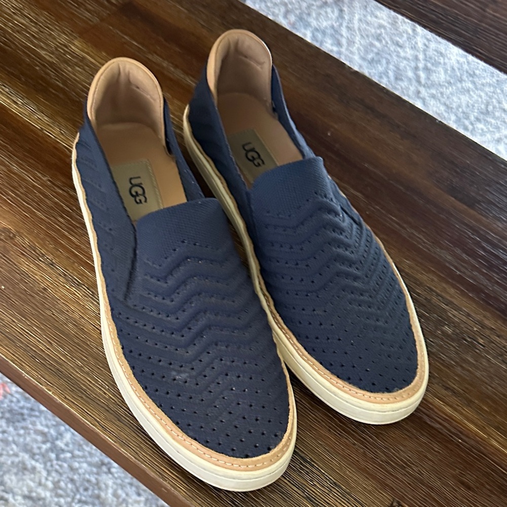 UGG Women’s Dark Blue and Tan Slip-On Loafers